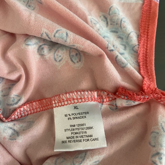 Sweet Teas by Pink Rose X-Large tunic top sleeveless pink blue floral pattern - Picture 5 of 7